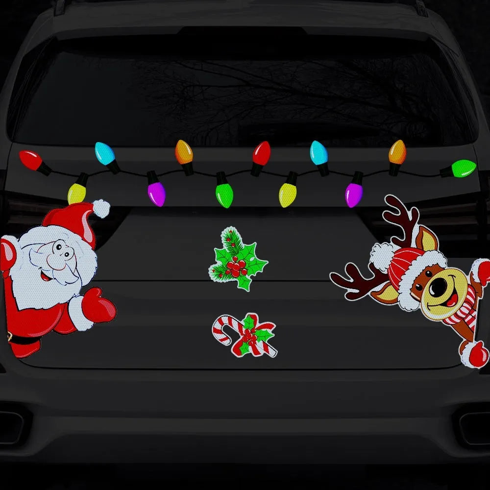 Christmas elk cartoon reflective magnetic sticker medium size RFM026 colour