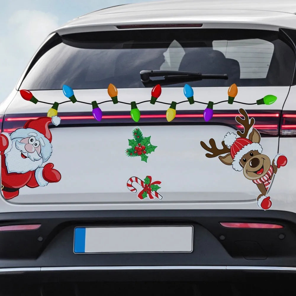 Christmas elk cartoon reflective magnetic sticker medium size RFM026 colour