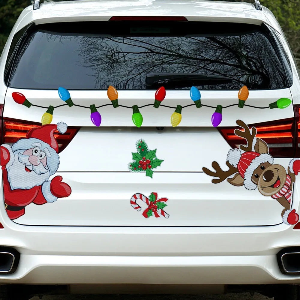 Christmas elk cartoon reflective magnetic sticker medium size RFM026 colour