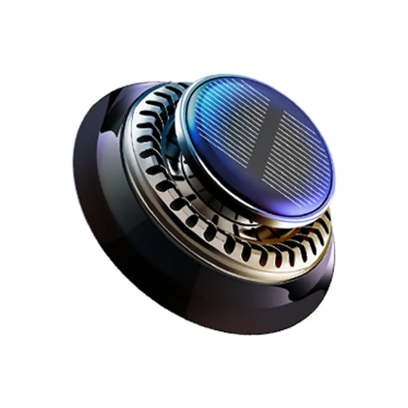 Solar-powered car de-icing device with aromatherapy function in black finish