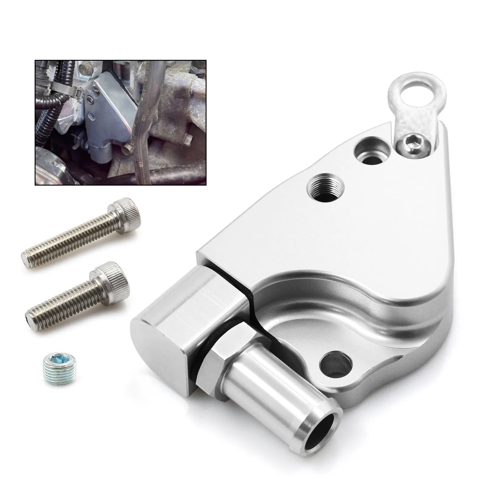 Aluminium coolant adapter for Honda K20 K24 intake manifold with mounting hardware