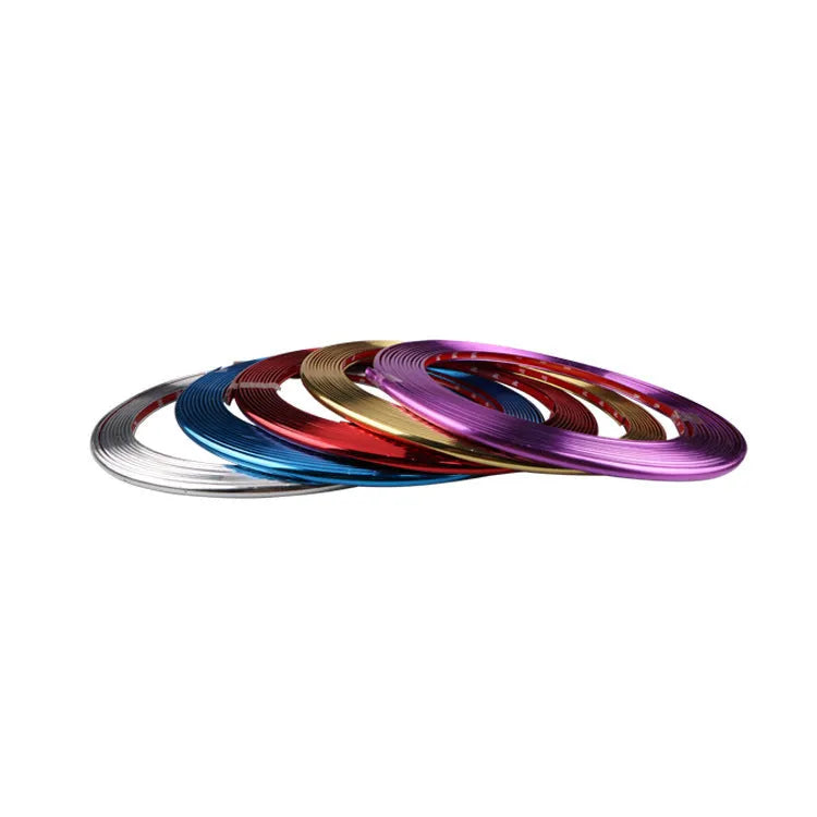 8-metre roll of purple electroplated PVC wheel hub trim with adhesive backing