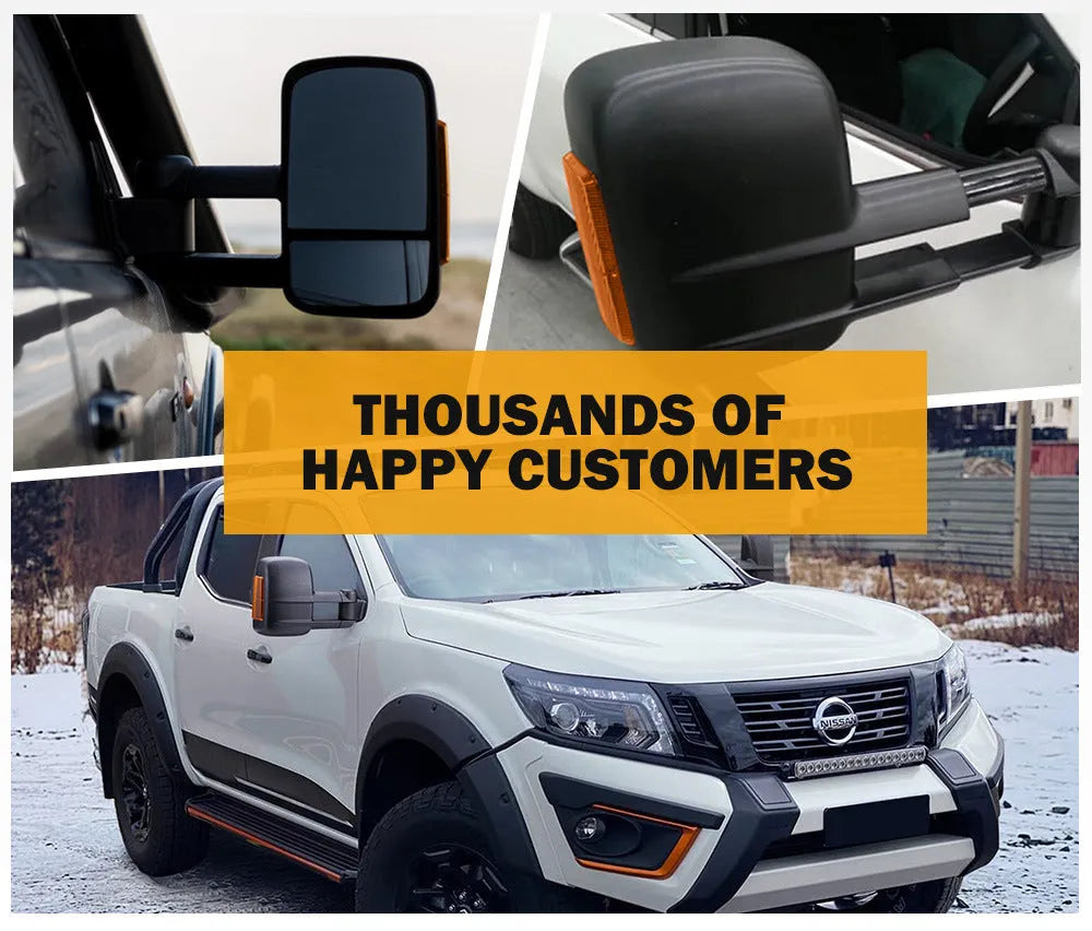 Black electric exterior rear vision mirror with indicator light for D23 Nissan NP300