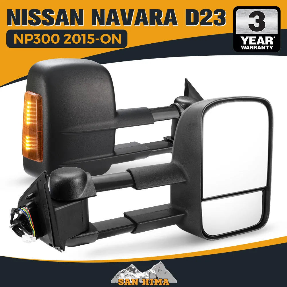 Black electric exterior rear vision mirror with indicator light for D23 Nissan NP300