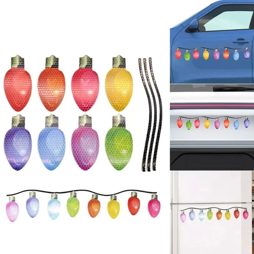 Magnetic Christmas light bulb paste set with 24 reflective bulbs and 12 wires for car decoration