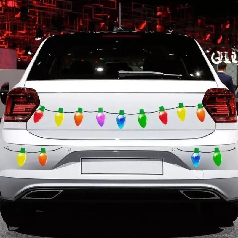 Magnetic Christmas light bulb paste set with 24 reflective bulbs and 12 wires for car decoration