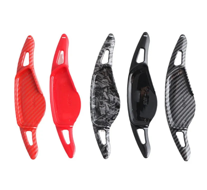ABS carbon fibre steering wheel shift paddle replacement kit showing five colour options