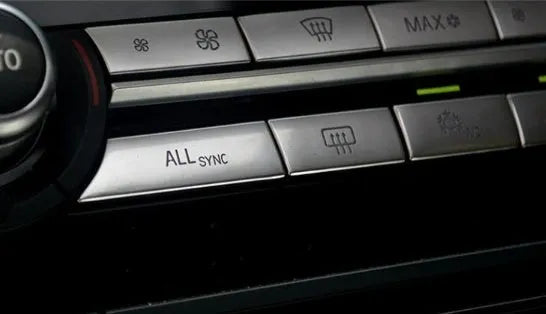 Silver automotive air conditioning control buttons and CD digital button stickers replacement set