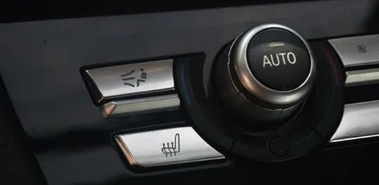 Silver automotive air conditioning control buttons and CD digital button stickers replacement set