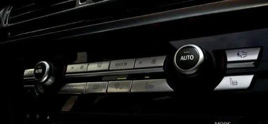 Silver automotive air conditioning control buttons and CD digital button stickers replacement set