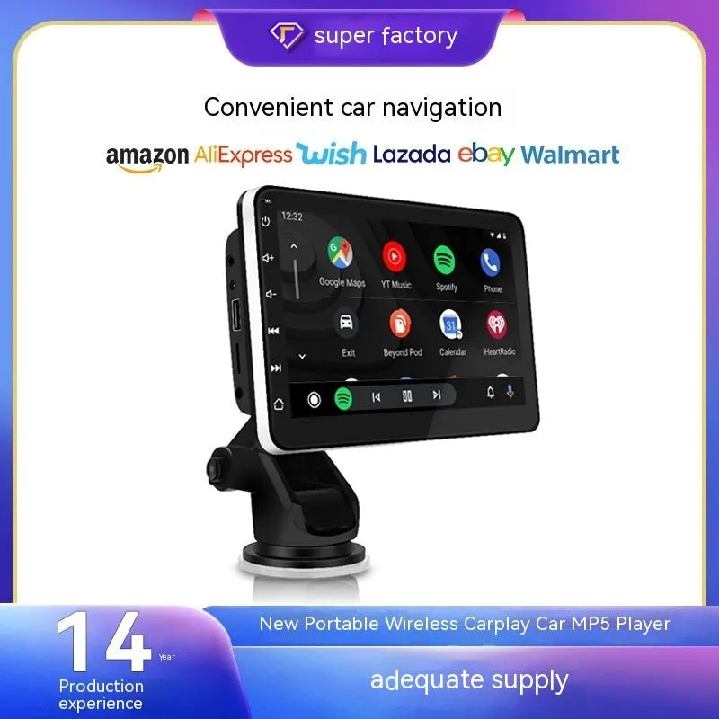 7-inch wireless car GPS navigation unit with OLED screen and universal mounting bracket