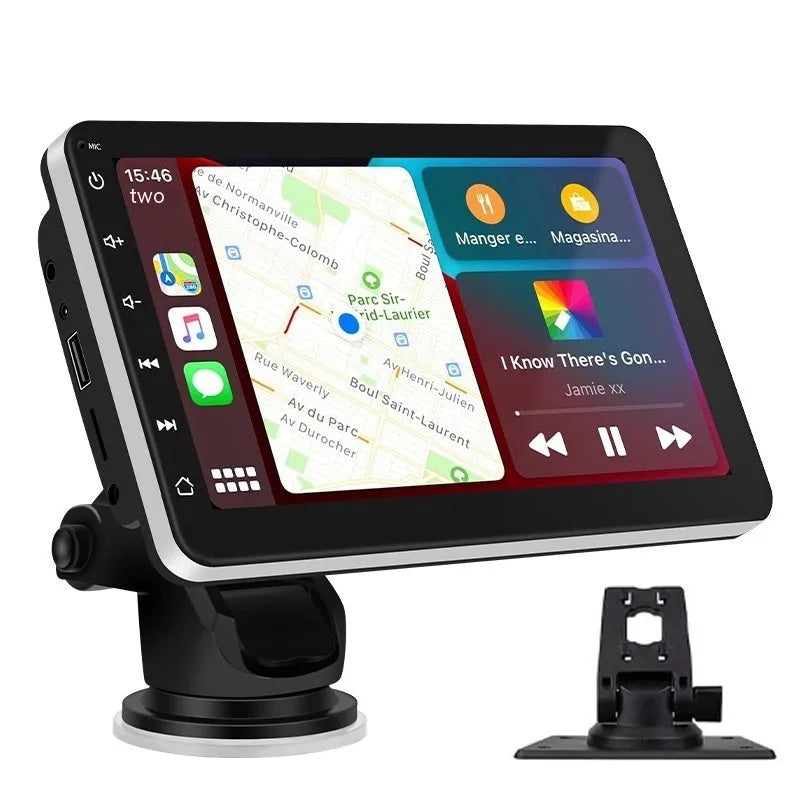7-inch wireless car GPS navigation unit with OLED screen and universal mounting bracket