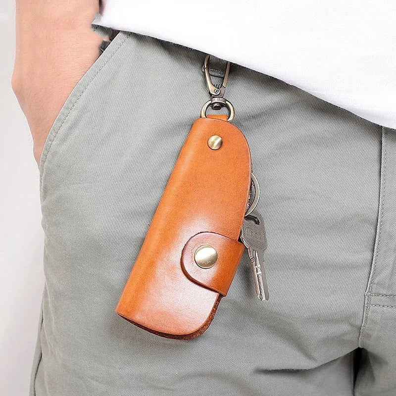 Genuine leather car key case in short length available in four colour options