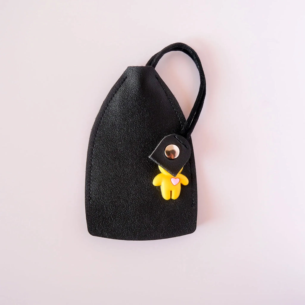 PU leather car key case in multiple colours showing key and credit card storage slots