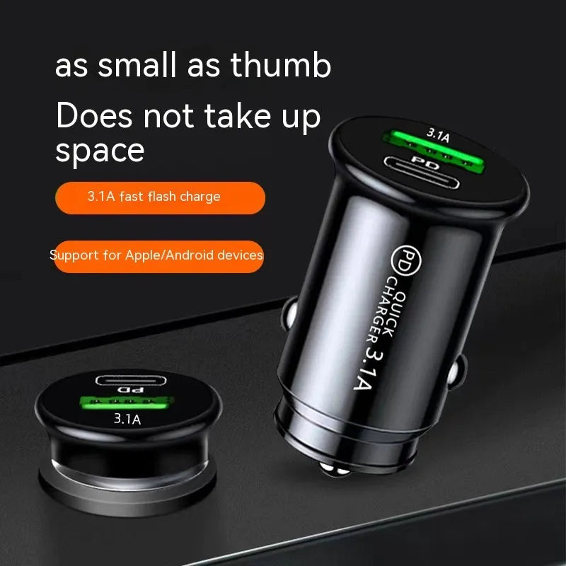 Dual port car charger converter with USB outputs for vehicle cigarette lighter socket in black or white bare metal finish