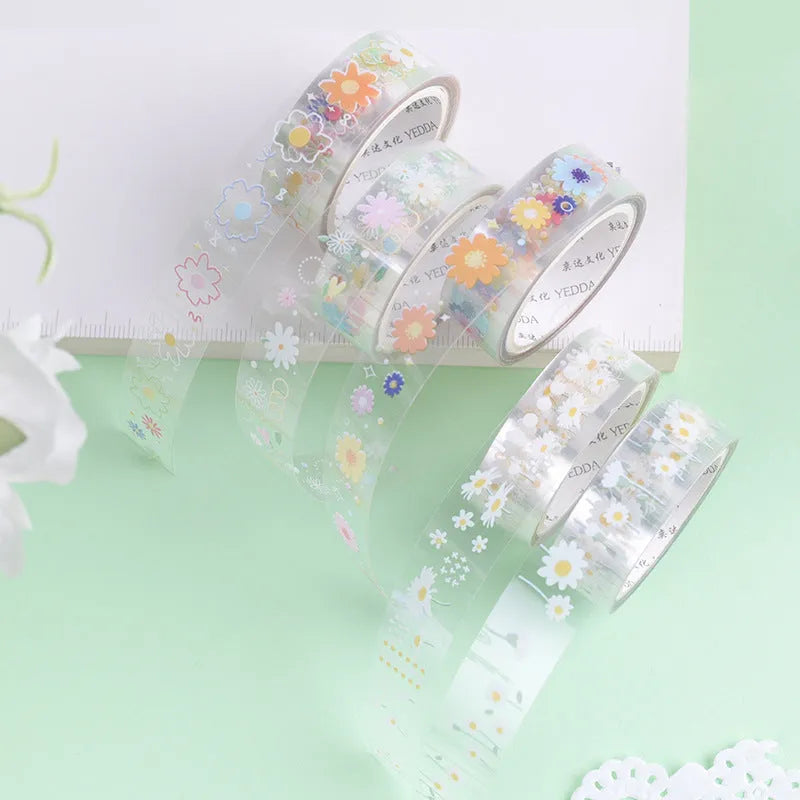 Five rolls of transparent decorative adhesive tape in Midsummer Daisy colour for diary decoration