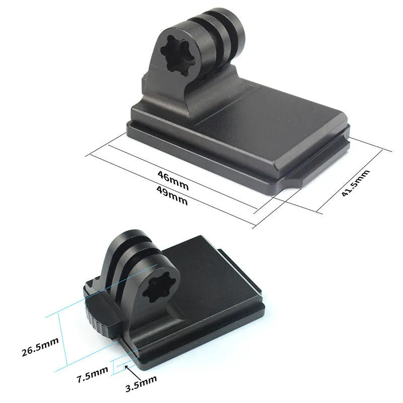 Black aluminium alloy and plastic helmet holder with quick release bracket for GoPro 3 and 4 cameras