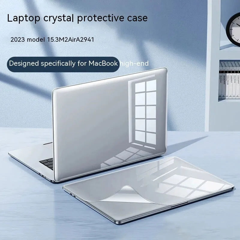 MacBook laptop hard protective case in frosted black finish on a MacBook Pro.