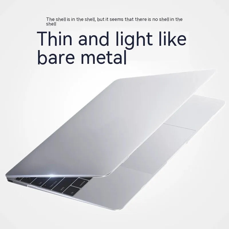 MacBook laptop hard protective case in frosted black finish on a MacBook Pro.