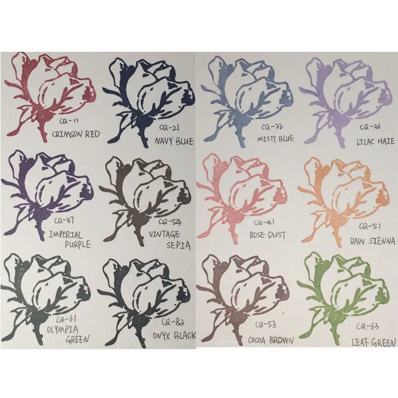 Rectangular oily ink pad for rubber stamps in five colours on a craft surface
