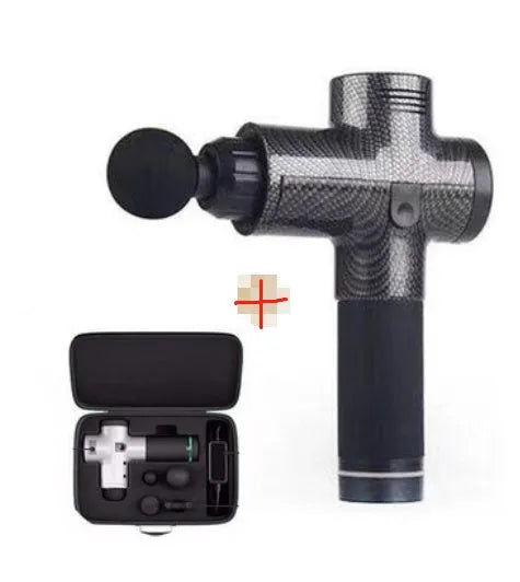 Relax Tissue Deep Muscle Massage Gun with 4 massage heads and LED display, 1.5kg, available in Black, Fibre, Red, and White