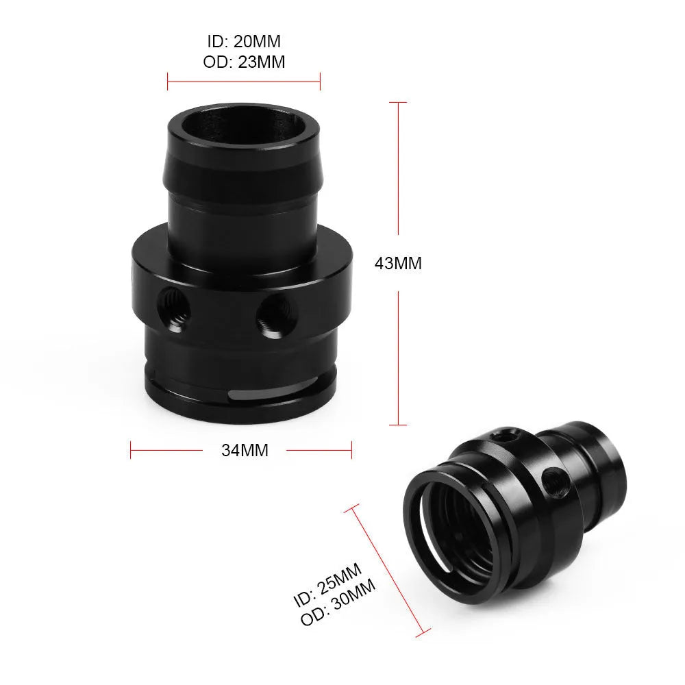 Black and titanium aluminium vacuum adapter tee for second generation engine vacuum systems