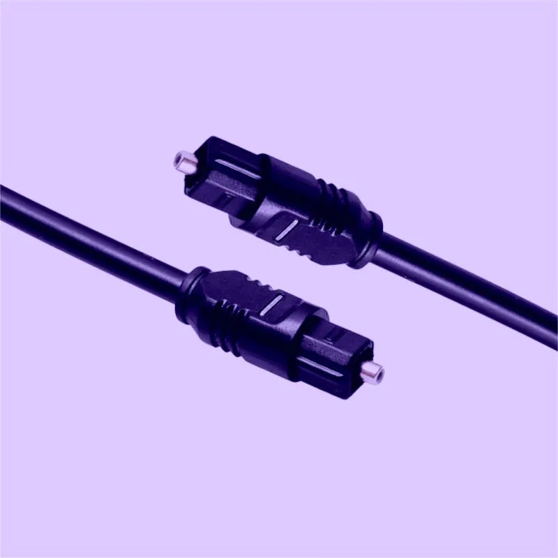 Black Toslink optical audio cable with square connectors, 2 metres long