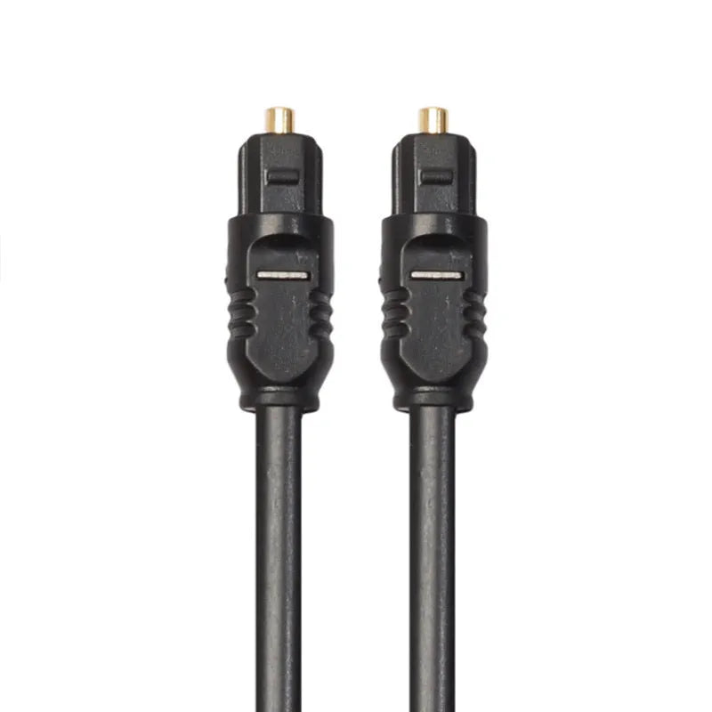 Black Toslink optical audio cable with square connectors, 2 metres long