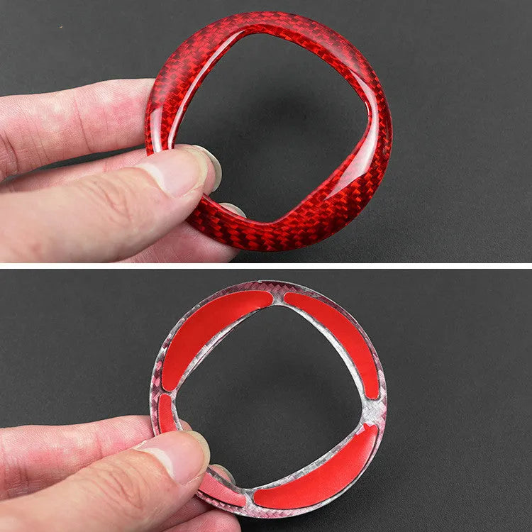 Real dry carbon carbon fibre decorative sticker frame for car steering wheel in black or red
