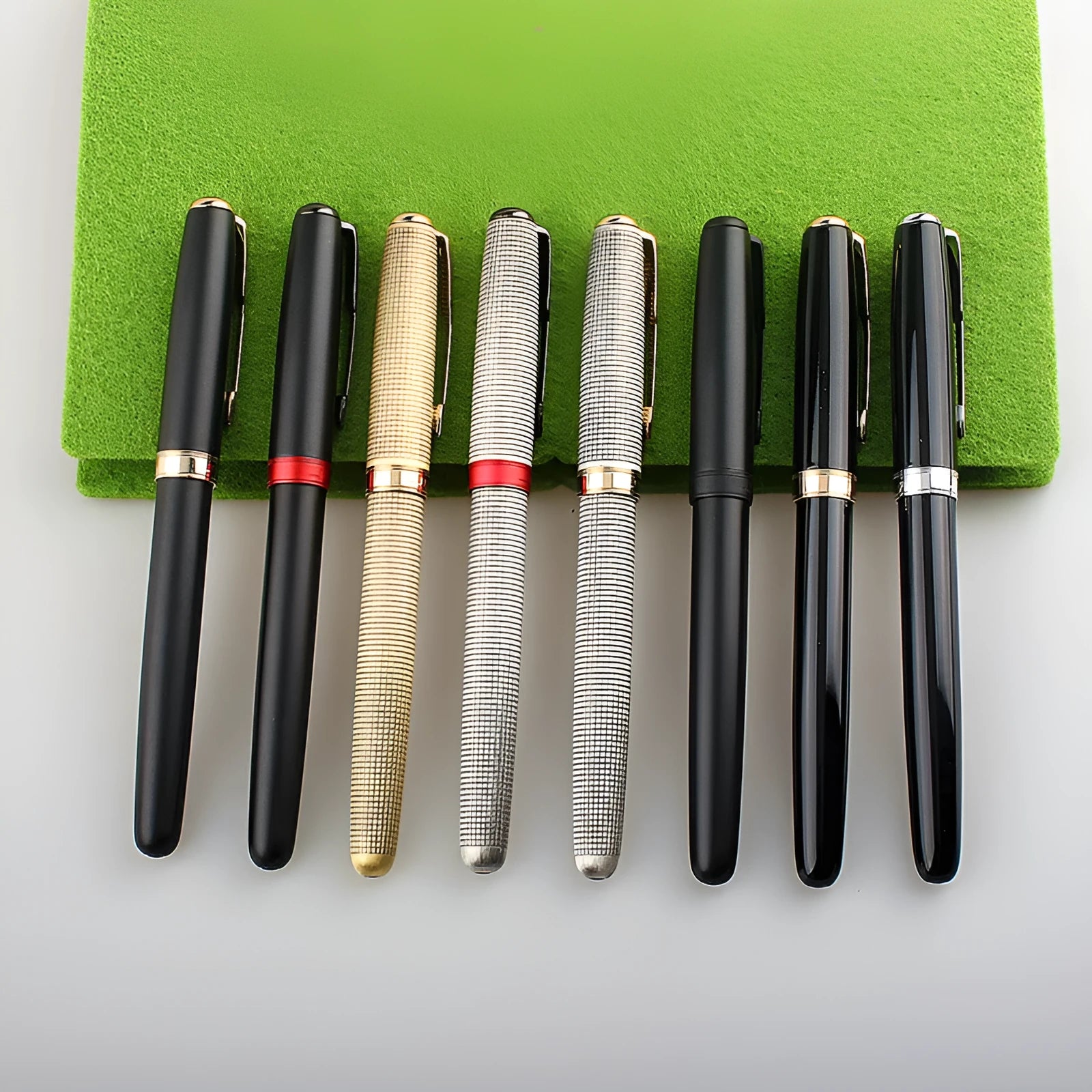 0.5mm stainless steel ballpoint pen shown in multiple colour variations for business office student writing