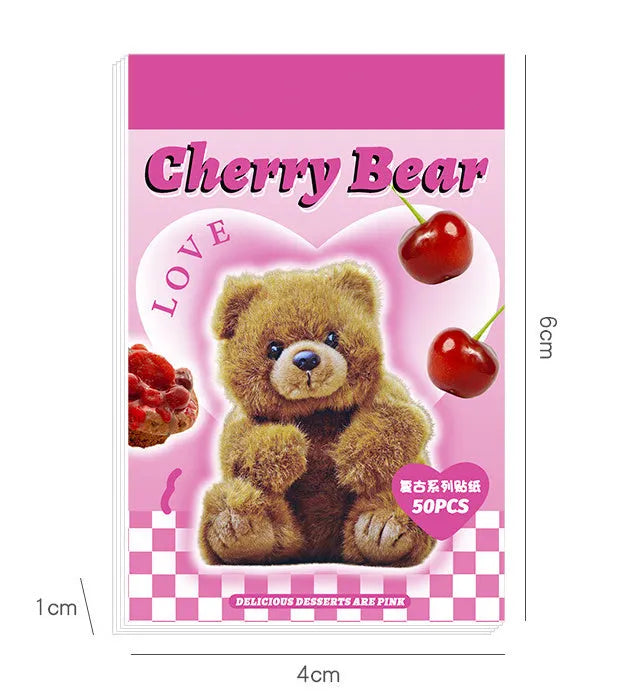 American retro cartoon sticker book open to show 4x6cm sheets in various colours including pink and black.