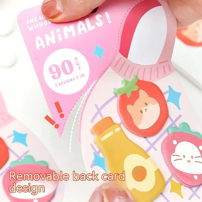 Small animal shaped sticky note set with 90 pages and six cute cover designs