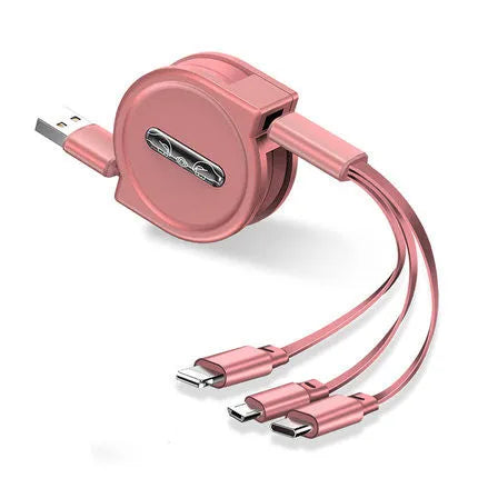 3-in-1 telescopic charging cable extended to 120cm with titanium alloy connectors