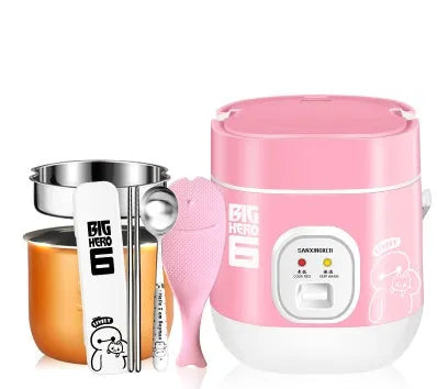 Miniature round automatic rice cooker with 2L capacity and steaming function for one to two persons