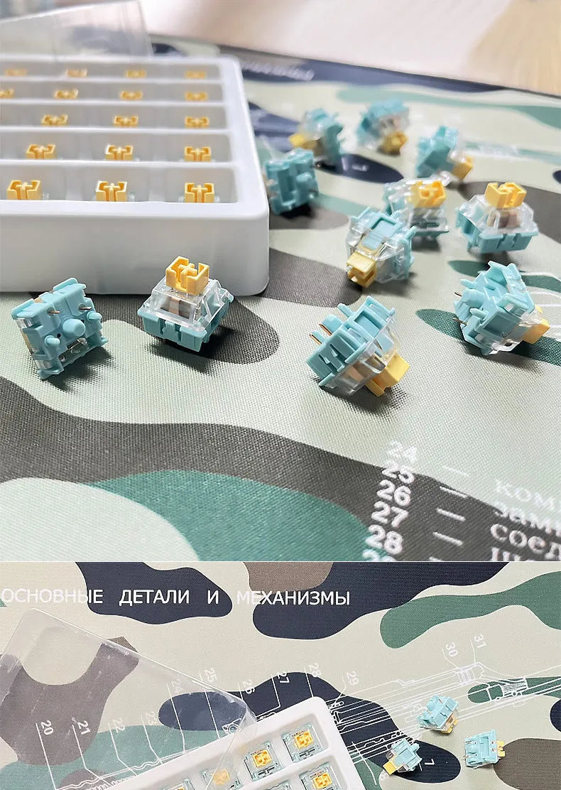 Tiger Mo Sea Salt Lemon PRO Mute mechanical keyboard switches 36-pack with linear silent design