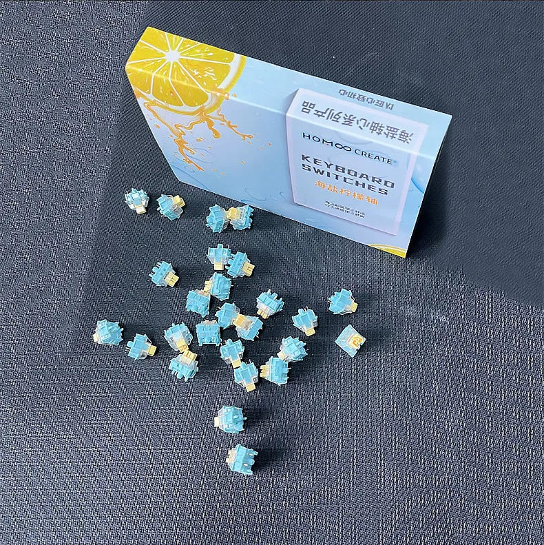 Tiger Mo Sea Salt Lemon PRO Mute mechanical keyboard switches 36-pack with linear silent design