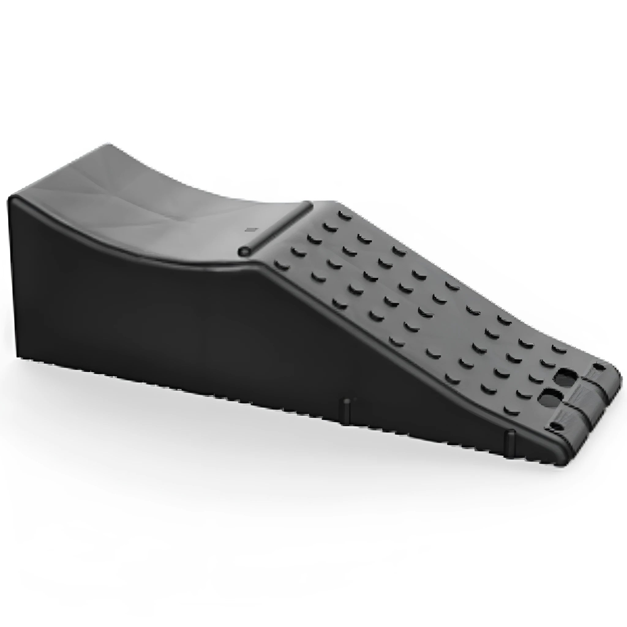 Black rectangular car seat pad shown on a car seat, dimensions 55cm by 44cm by 33cm.