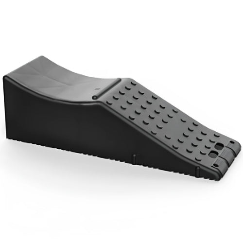 Black rectangular car seat pad shown on a car seat, dimensions 55cm by 44cm by 33cm.