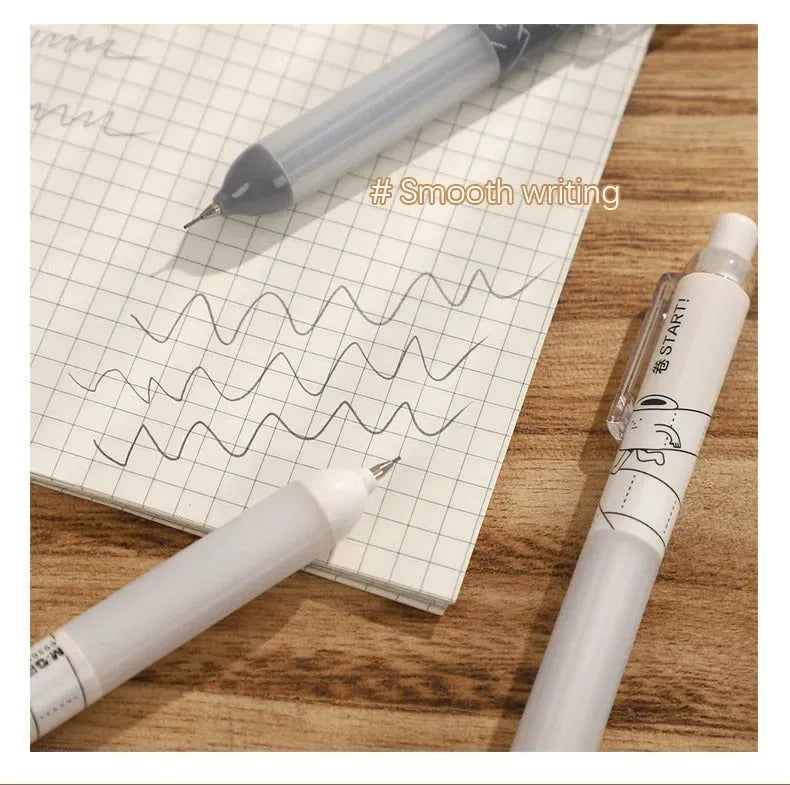 Black and white 0.5mm mechanical pencils with Cloud Grip, HB lead, on a minimalist background.
