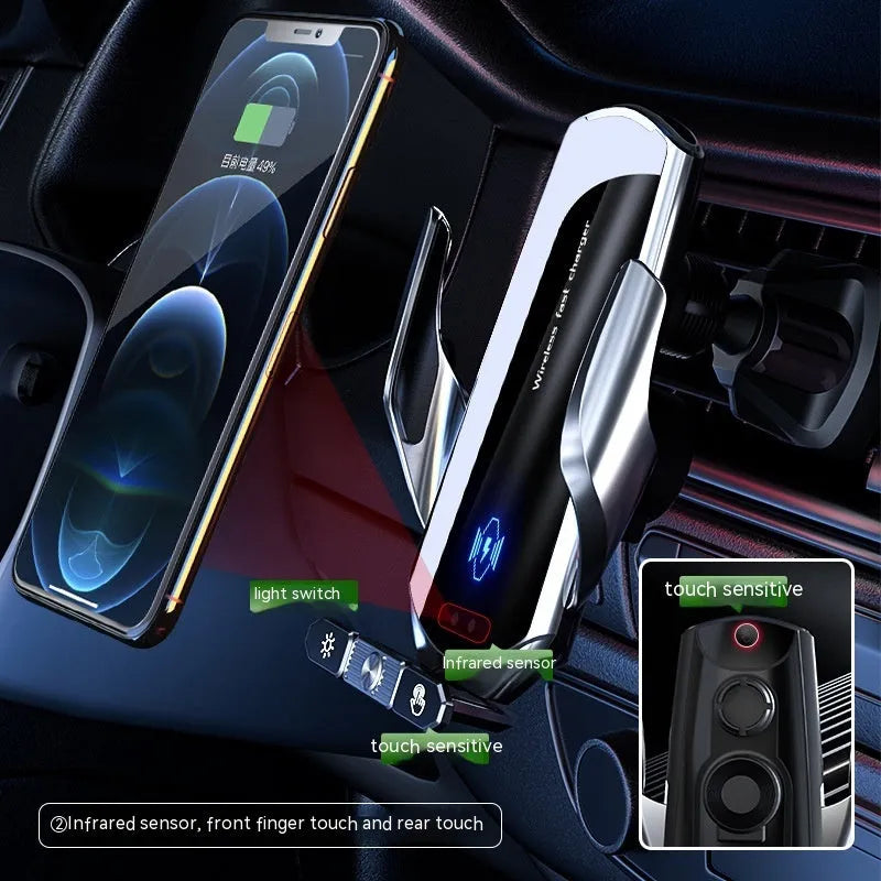 Car wireless charger phone bracket black buckle-type air outlet mount 15W