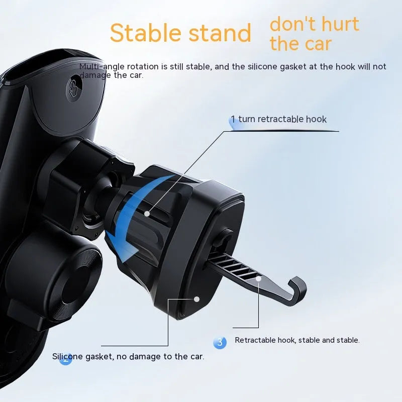 Car wireless charger phone bracket black buckle-type air outlet mount 15W