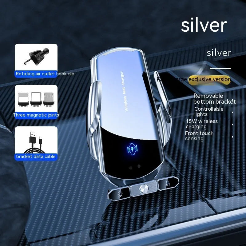 Car wireless charger phone bracket black buckle-type air outlet mount 15W