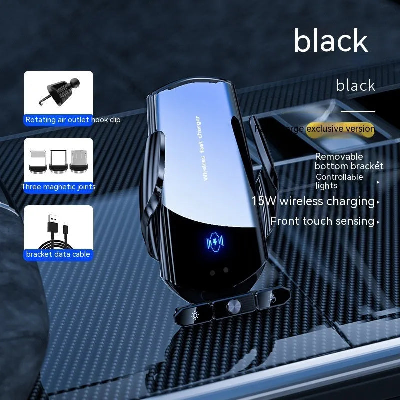 Car wireless charger phone bracket black buckle-type air outlet mount 15W