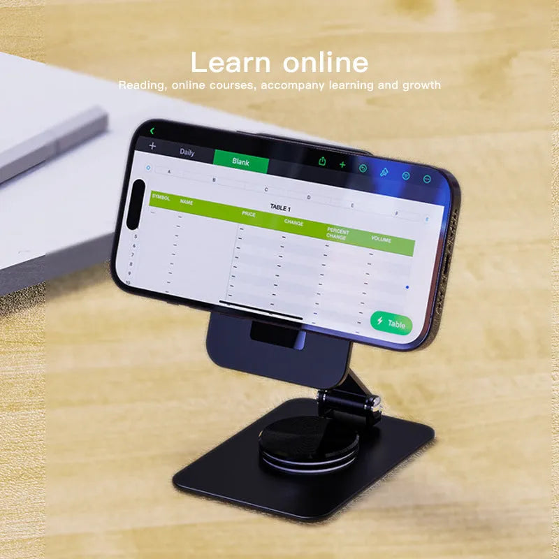 Black 15W digital magnetic wireless charger for Apple with Type-C input on a desk