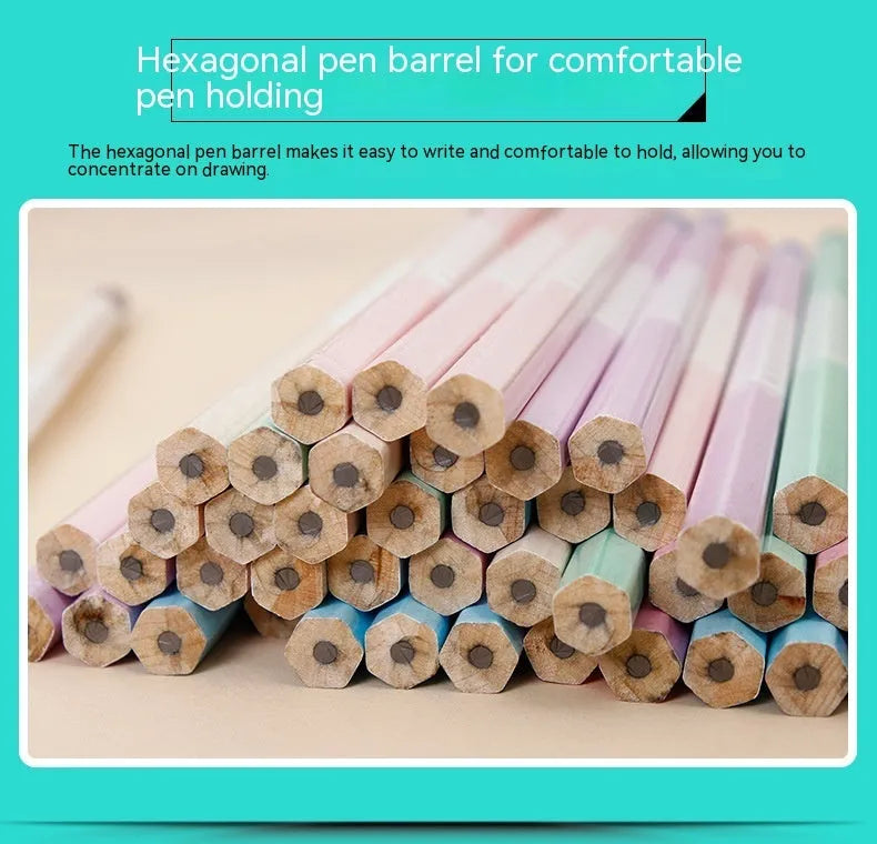 Barrel containing 50 HB basswood hexagonal pencils for school and office use