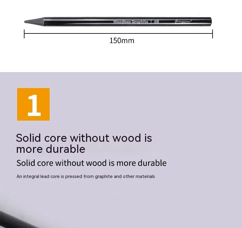 Set of six graphite and three carbonized drawing pencils with wooden casings on a suction card.