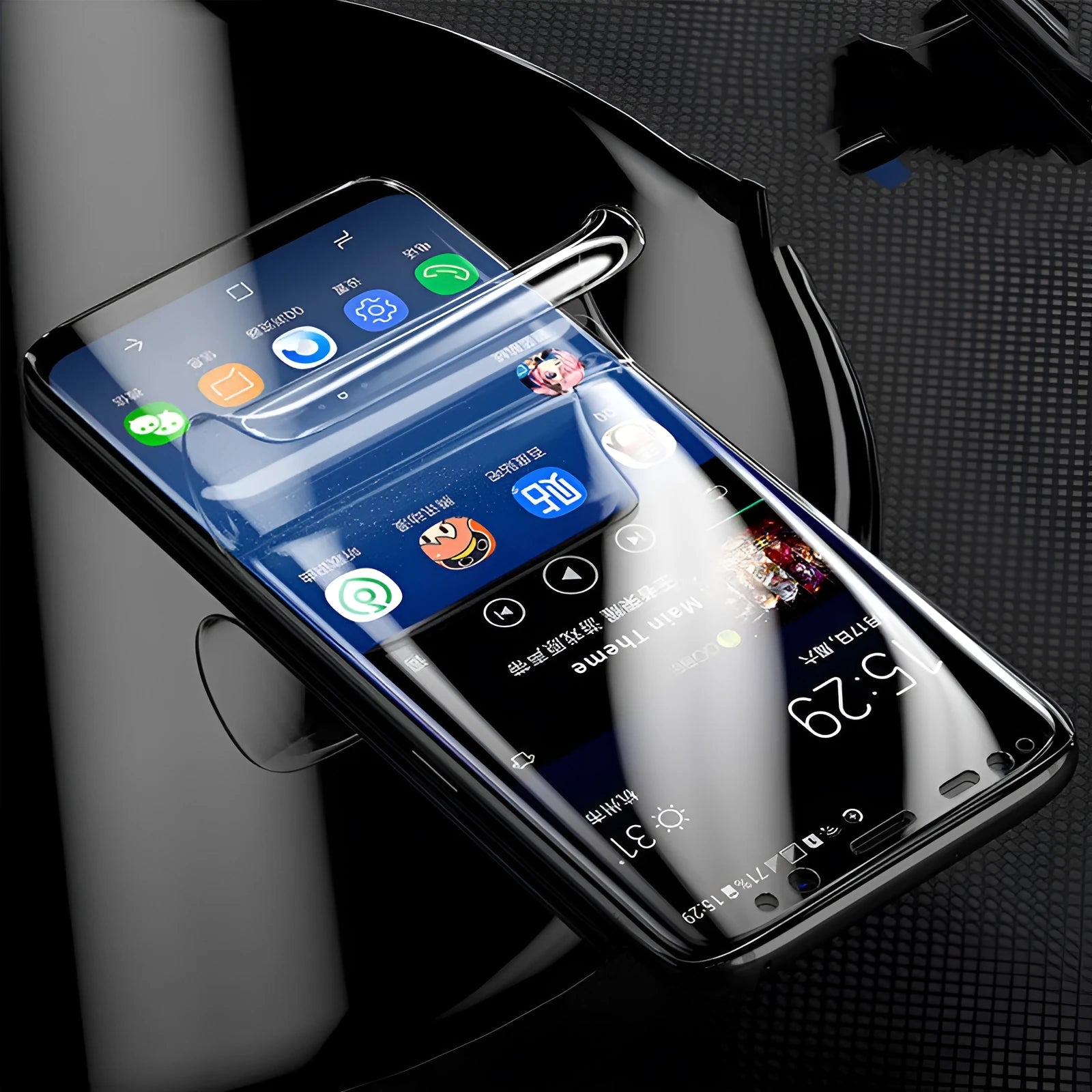 Purple curved screen phone protector for Samsung Galaxy S series with hydraulic film technology