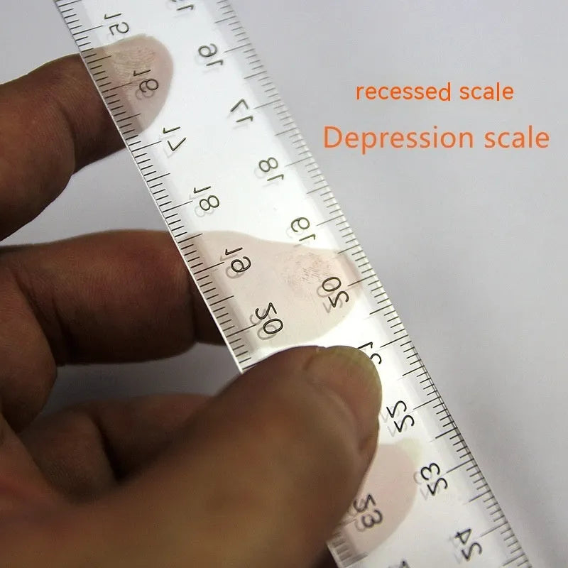 30cm plastic T-shaped ruler with British or double centimetre scales in transparent or orange yellow