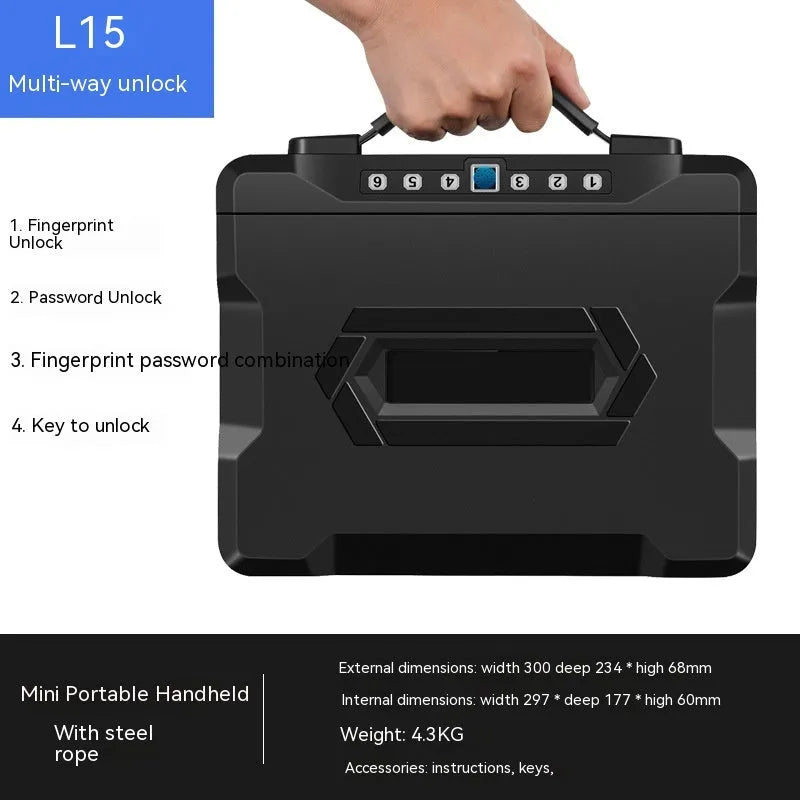 Portable steel alloy safe with mechanical combination dial and carrying handle