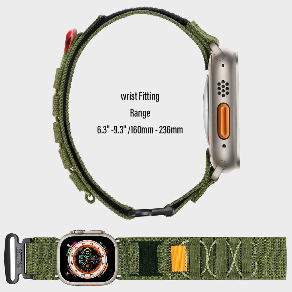 Apple Watch nylon canvas loop strap in five colours for 38/40/41mm and 42/44/45/49mm sizes